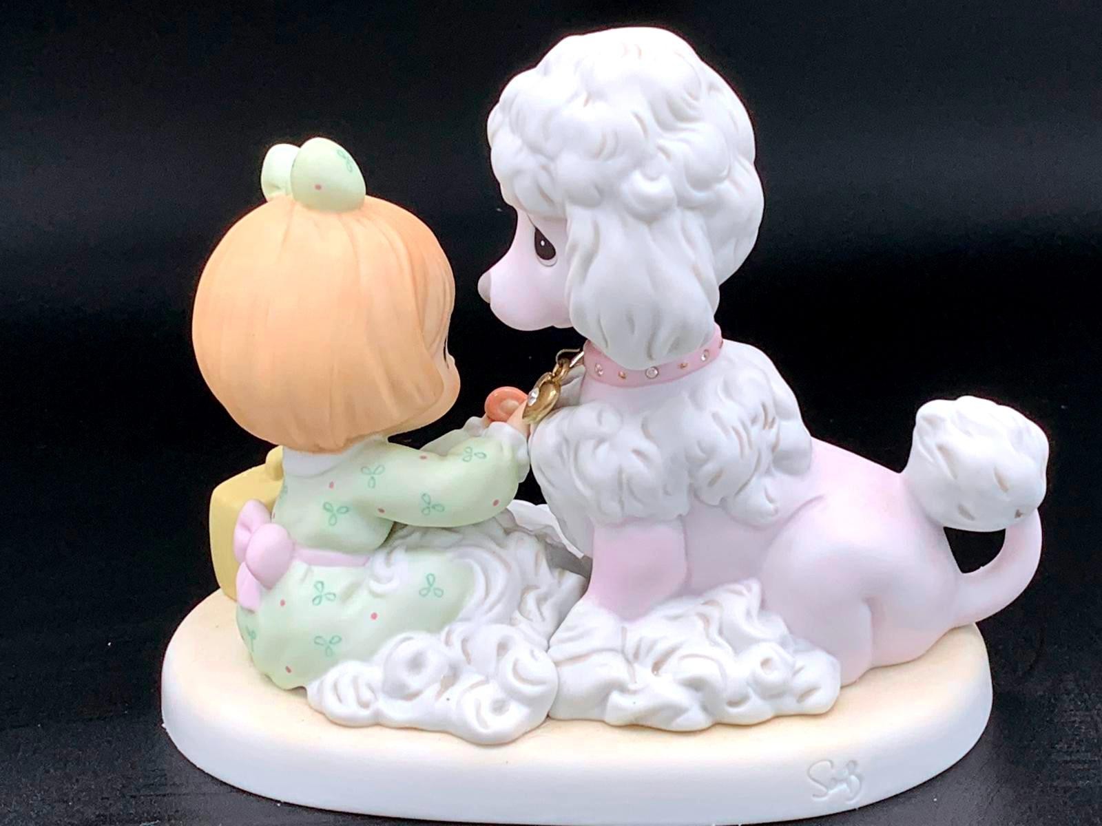 Precious Moments Girl Grooming Poodle Dog Figurine “Beauty Kit” Pastel Porcelain
