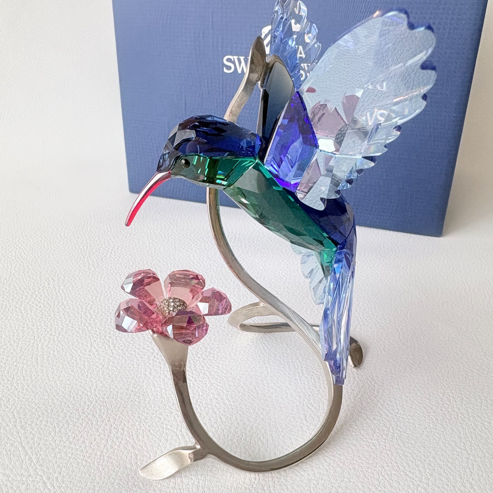 Swarovski Paradise Birds Hummingbird Rose Flower 1188779 Boxed Tail Restored