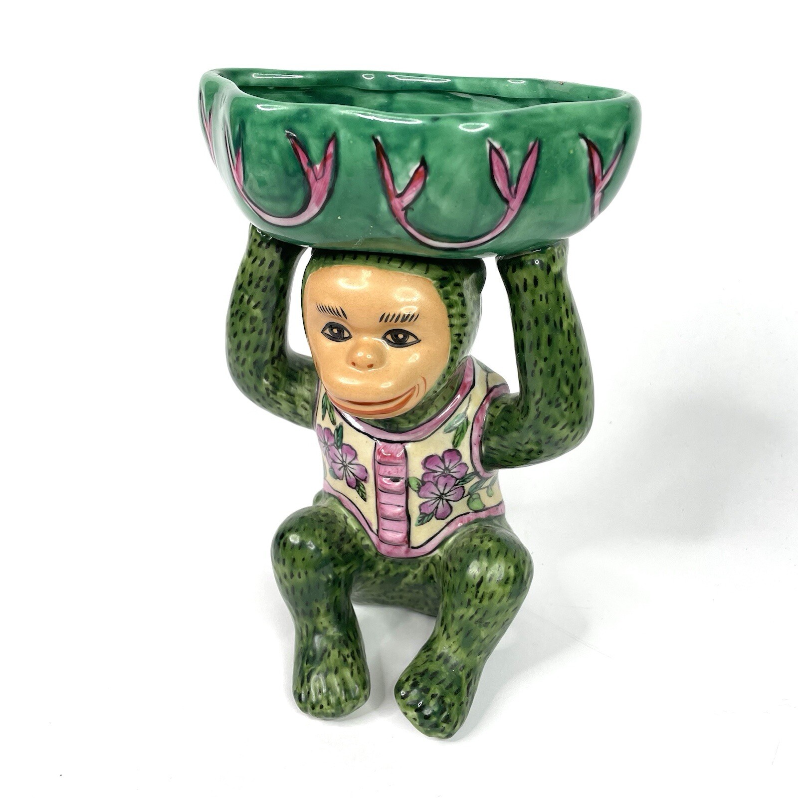 VTG Andrea By Sadek Chinoiserie Monkey Bowl Hand Painted Porcelain Soap Trinket
