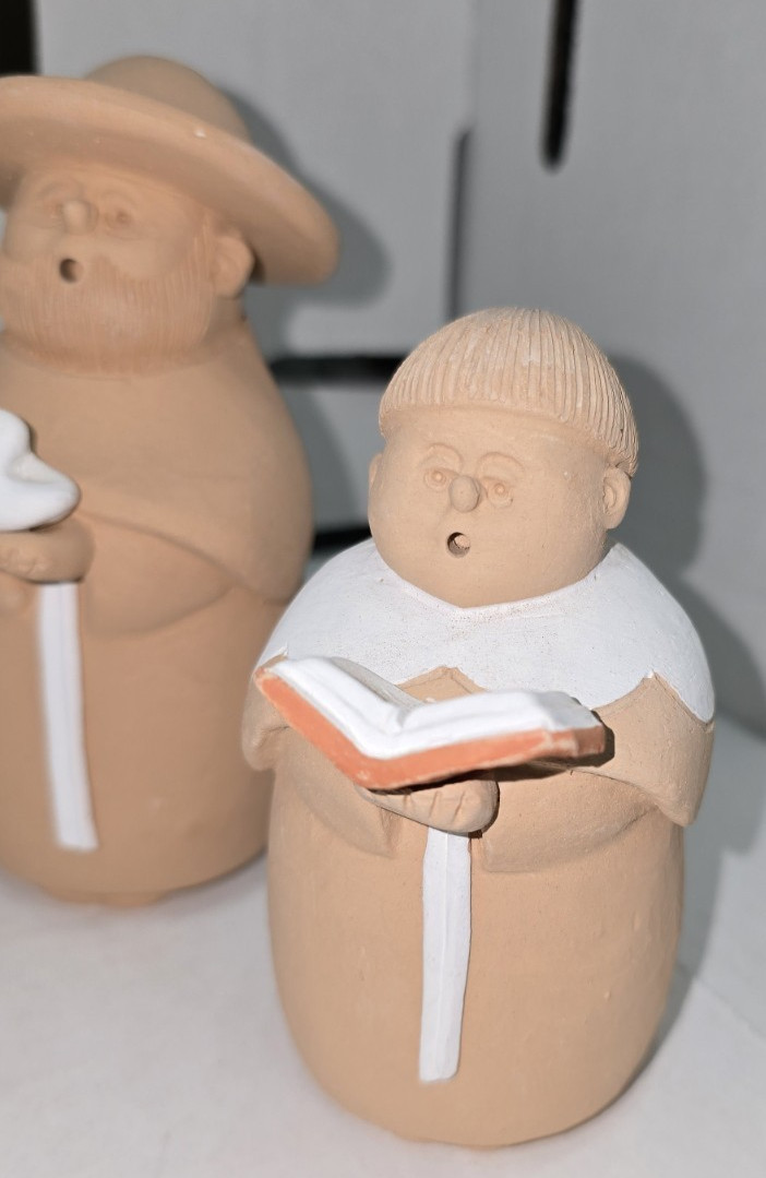 Nun Monks Priest Figurines SERMAR Chile Clay Folk Art Christmas Signed Set of 5