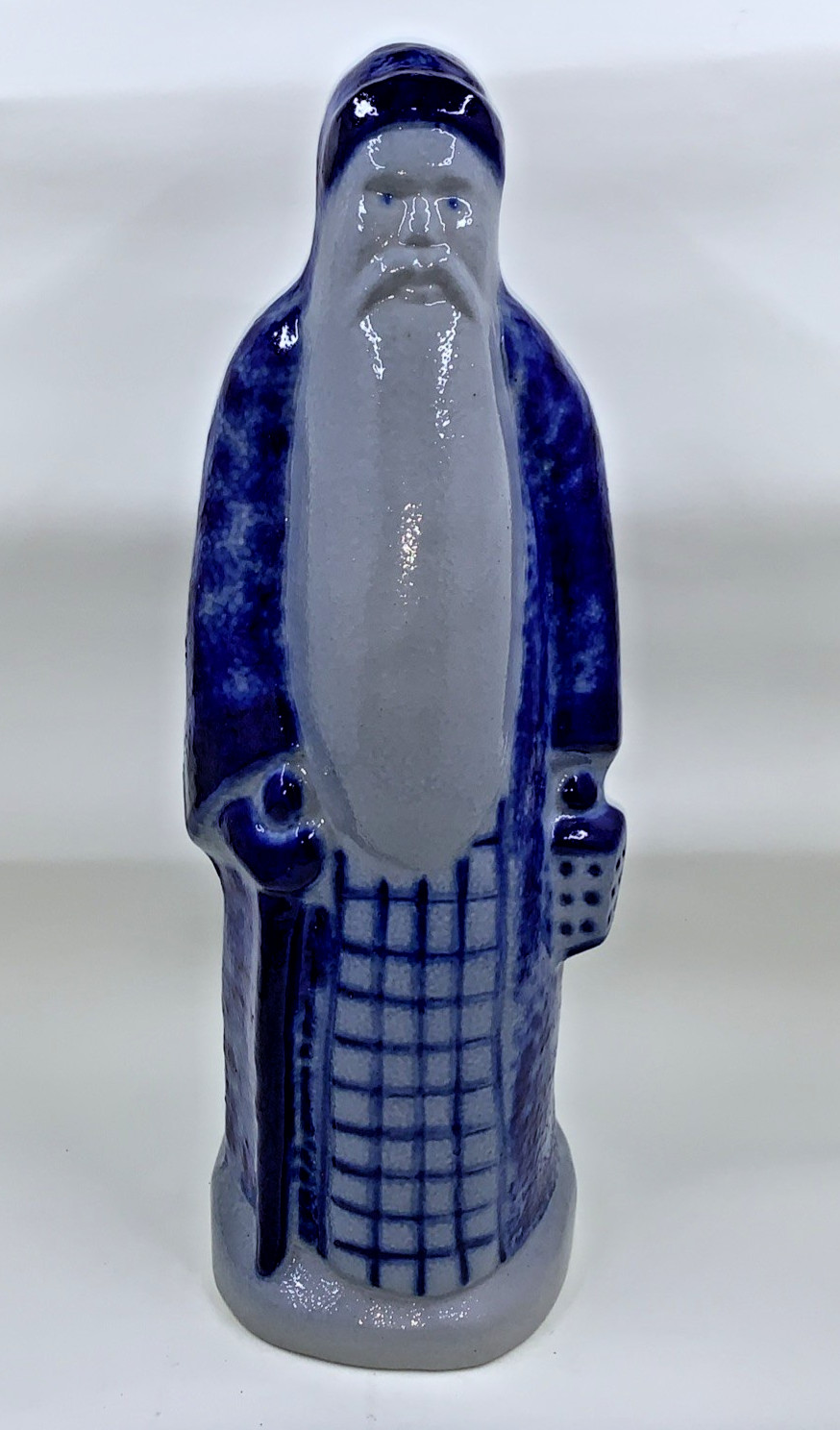 Eldreth Pottery Salt Glazed Santa Lantern Cobalt Blue Folk Art Stoneware 1992