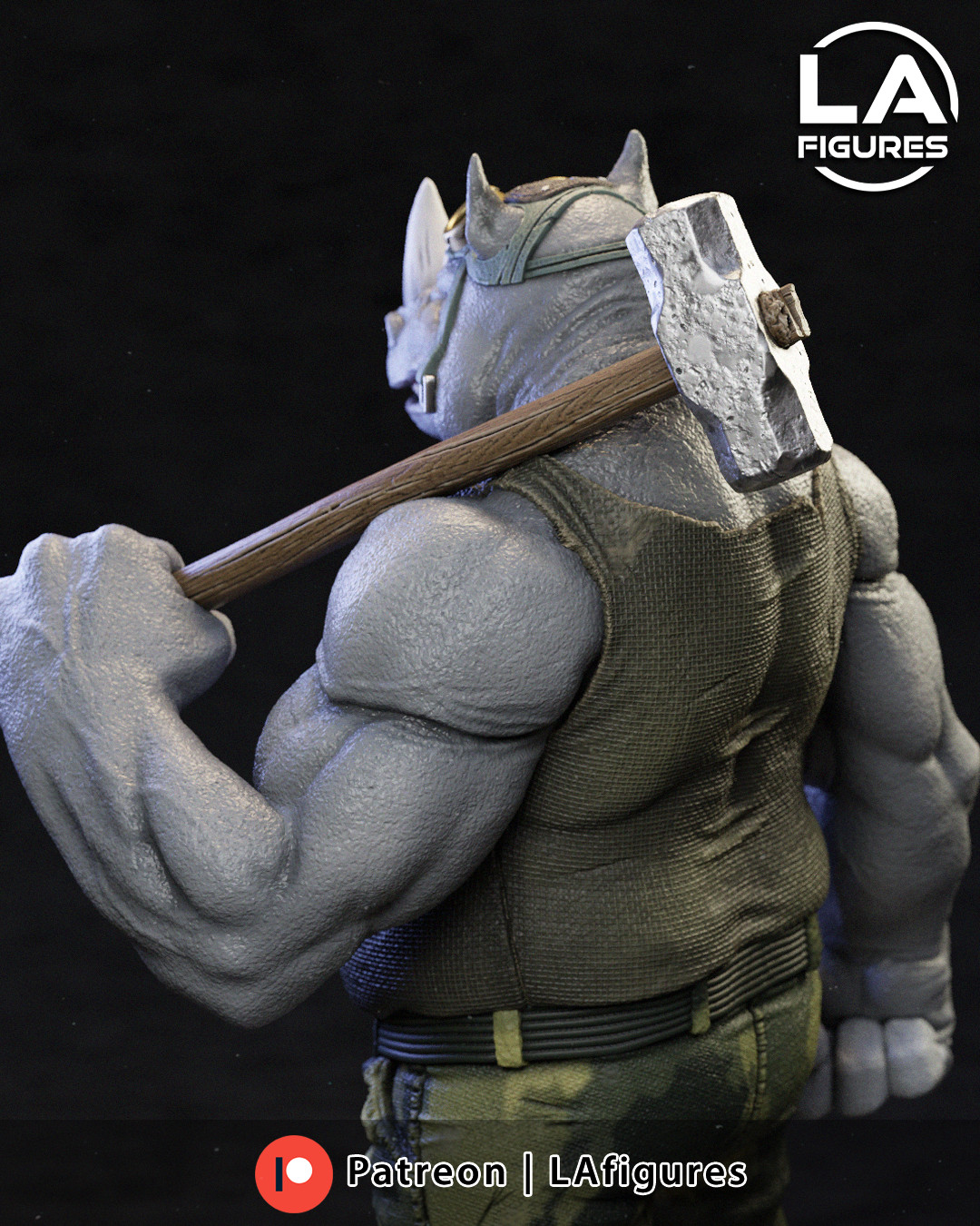 Rocksteady – TMNT 1/10 Scale Statue 3D Print Model Kit Unpainted