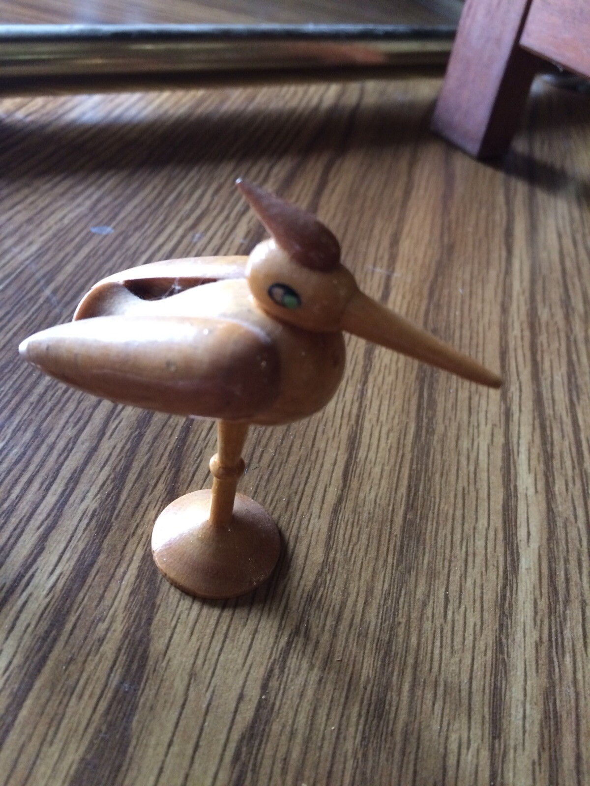 Vintage Mid Century Modern Pair Of Handmade Wood Carved Birds Bird