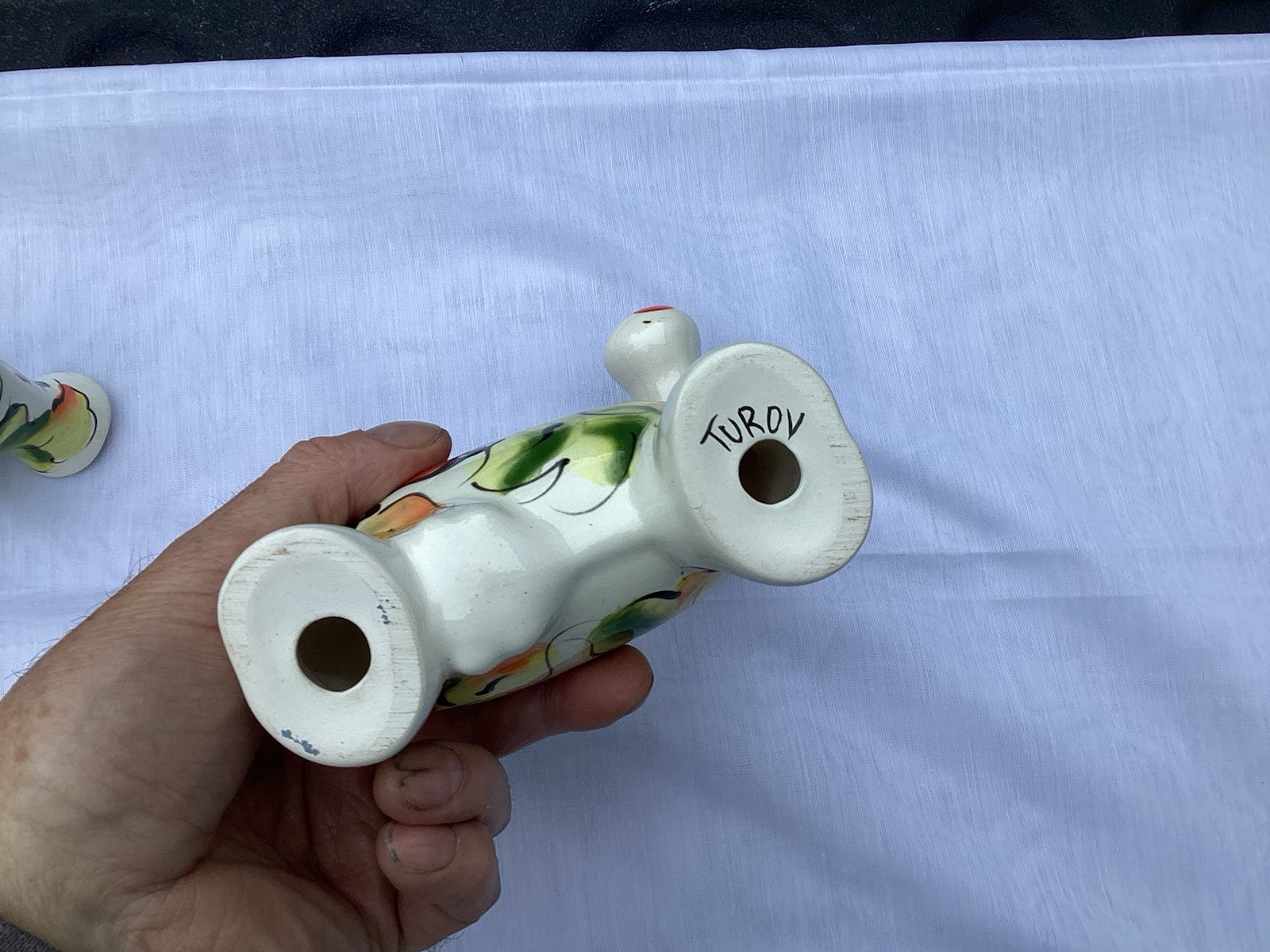 Turov Multicolor Abstract Ceramic Cow Figurine Animal Sculpture Signed 2 Cows