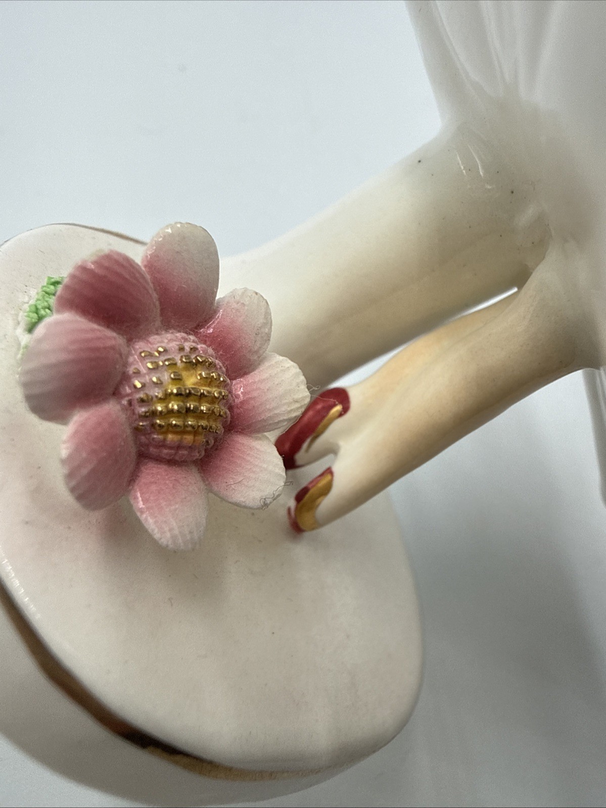VTG Geo Z Lefton Balerina Flower Girl Pink Rose Japan Ceramic Signed 1957 READ