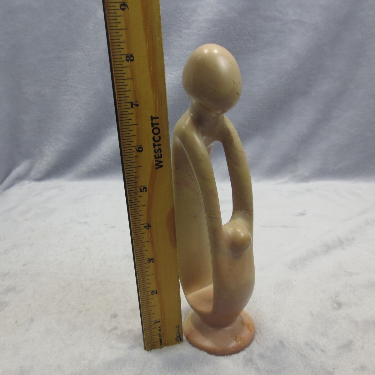 Abstract Contemporary Soapstone Carving Sculpture Statue Parent Embracing Child