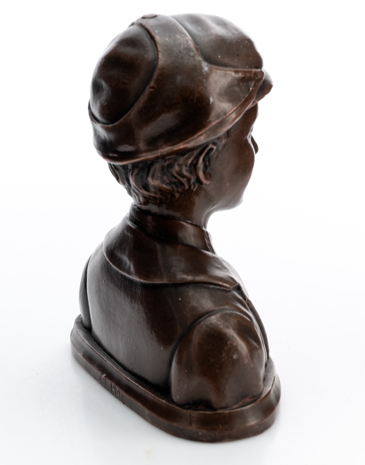 Jennings Brothers Nouveau Bronze Pot Metal / Spelter 5″ Newspaper Boy J.B. 1890