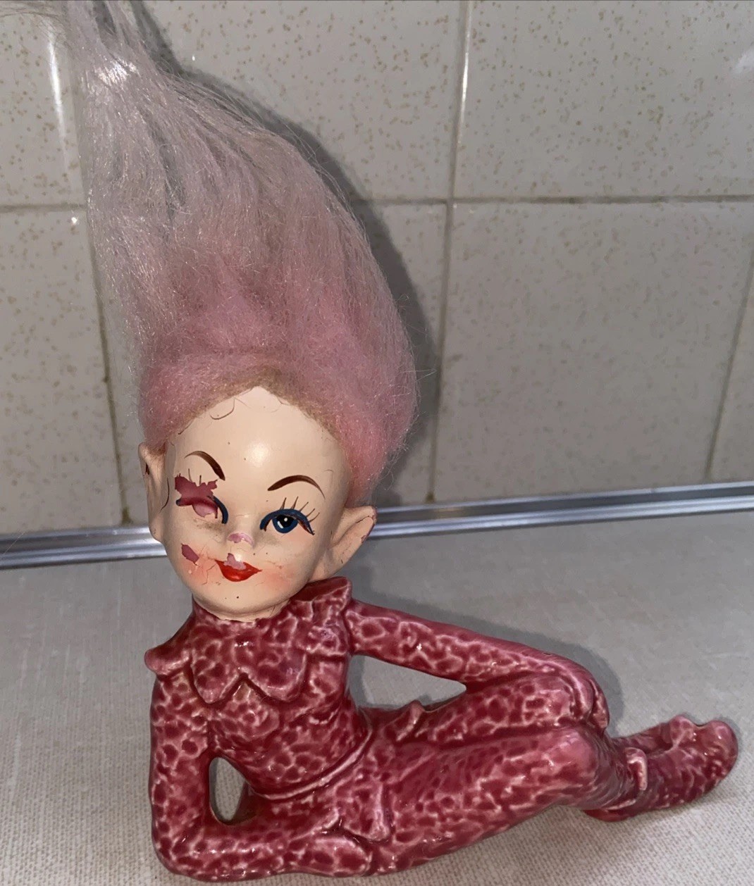 1950’s MCM Vintage Ceramic Pixie Elf Figurine BRINN’s JAPAN T 1490
