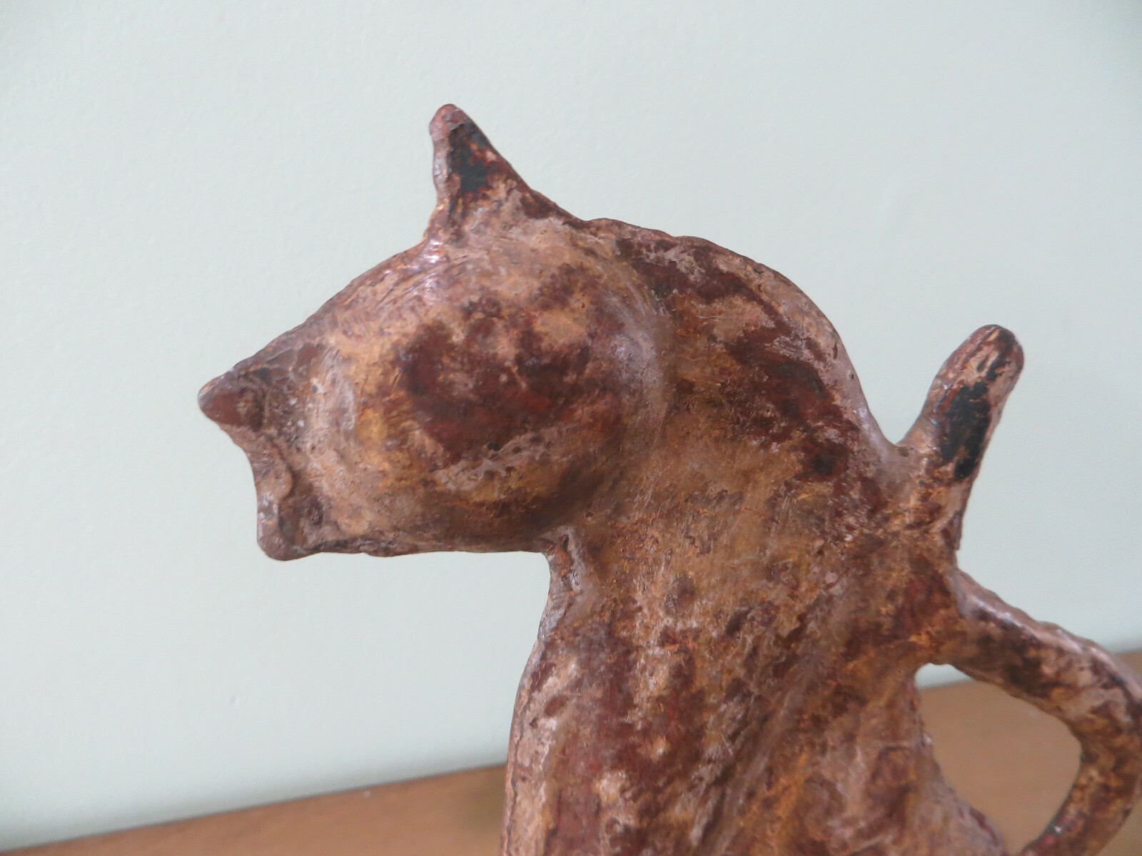 hand made cat antique sculpture figure self standing metal