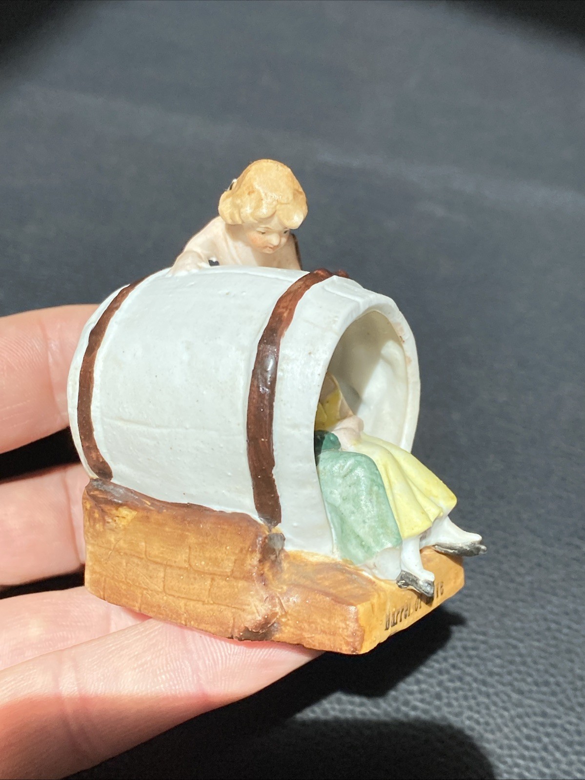 Antique Fair Souvenir Courting Couple Barrel of Love Cupid Cherub Angel AS IS*