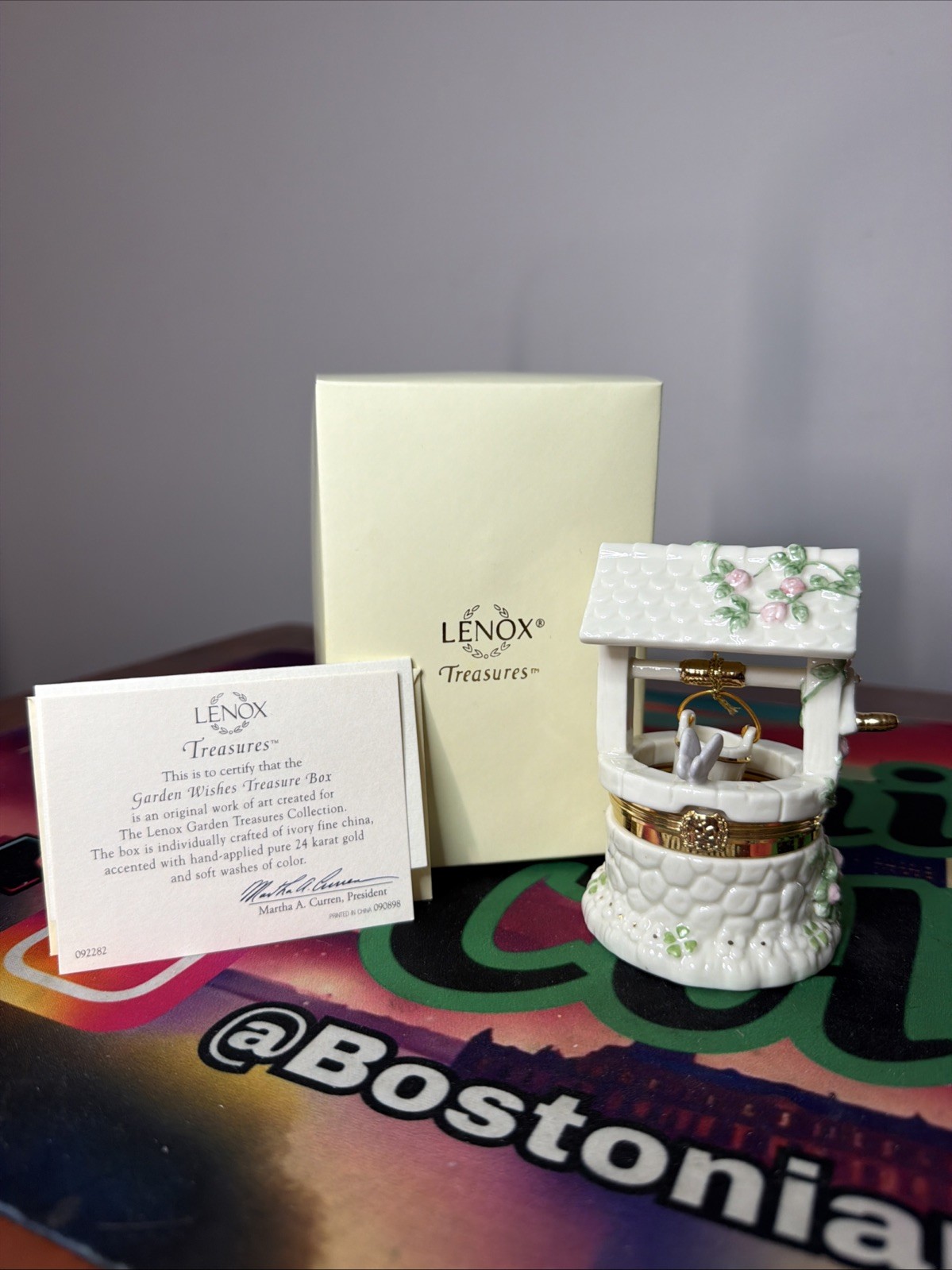 LENOX GARDEN WISHES TREASURE BOX wishing well sculpture – – NEW in BOX with COA