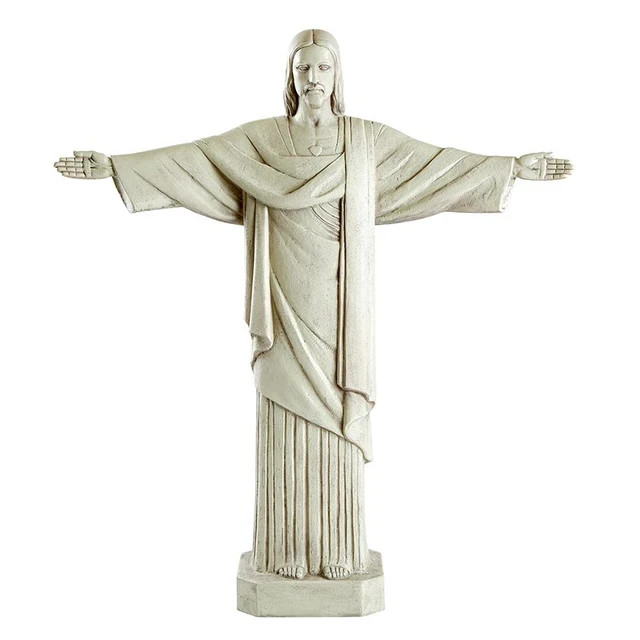 White Stoneresin Christ the Redeemer Outdoor Figurine Spiritual Decor Collection