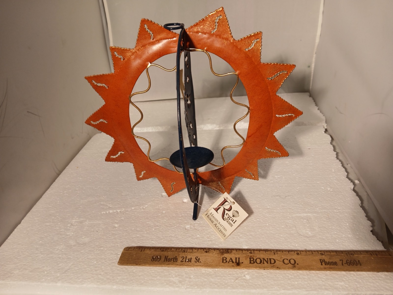 New Vtg 2000 Regal Art & Gifts 10″ Metal Sun Moon Stars Handcrafted Home Accents