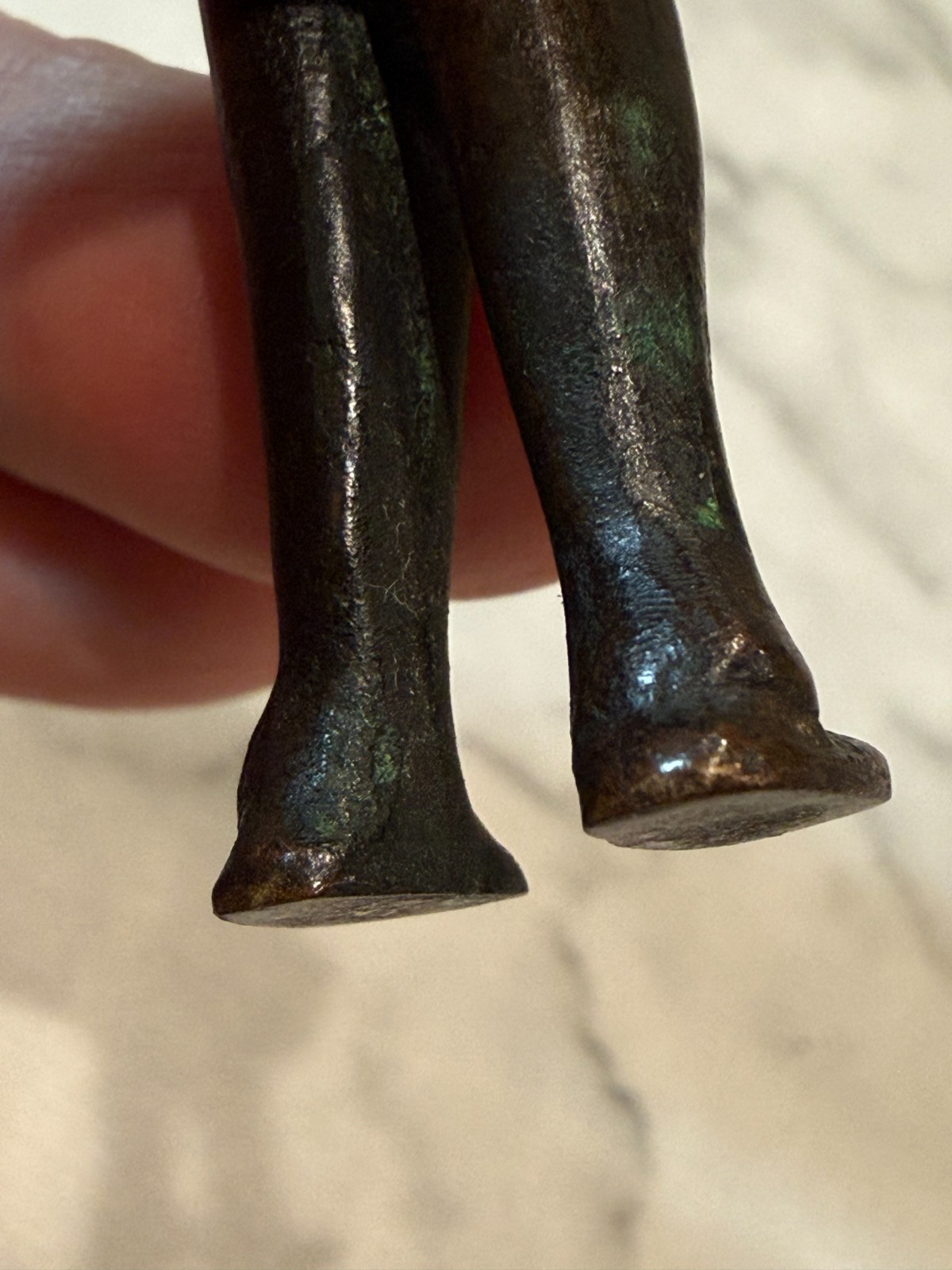 Antique Small Bronze Copper Inca Figurine of Standing Nude Male
