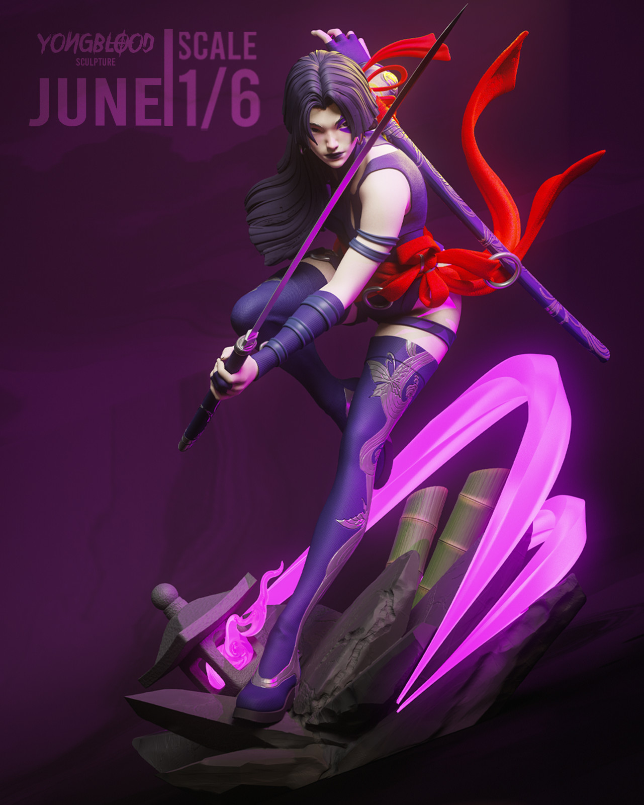 Psylocke Figurine Marvel Hand Painted Model / DIY Kit 15 pcs