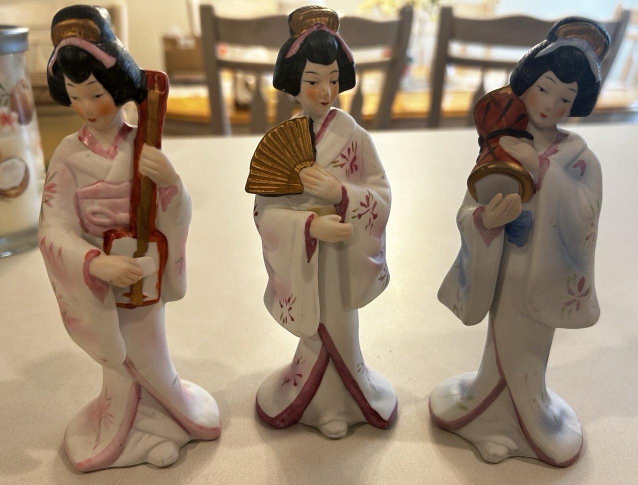 3 Vintage Wellington Collection Geisha Girl Porcelain Figurines