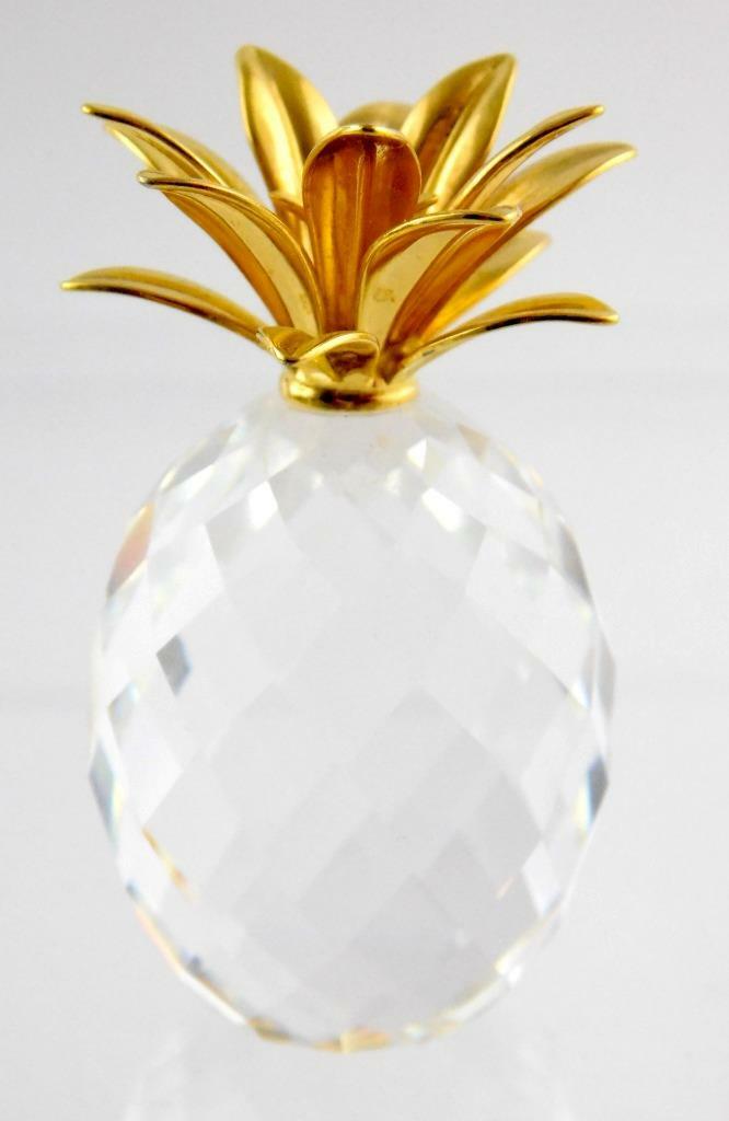 Swarovski Crystal Sparkling Fruit Small Pineapple Golden Leaves A+ CONDITION