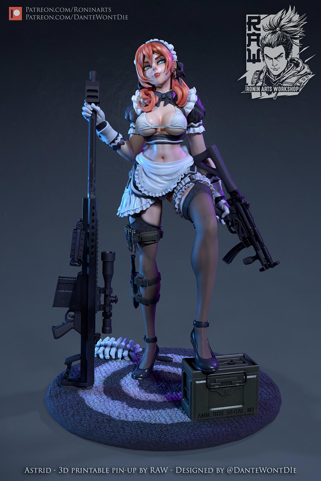 75mm Astrid Pin‑Up Soldier High Quality Unpainted Resin Miniature