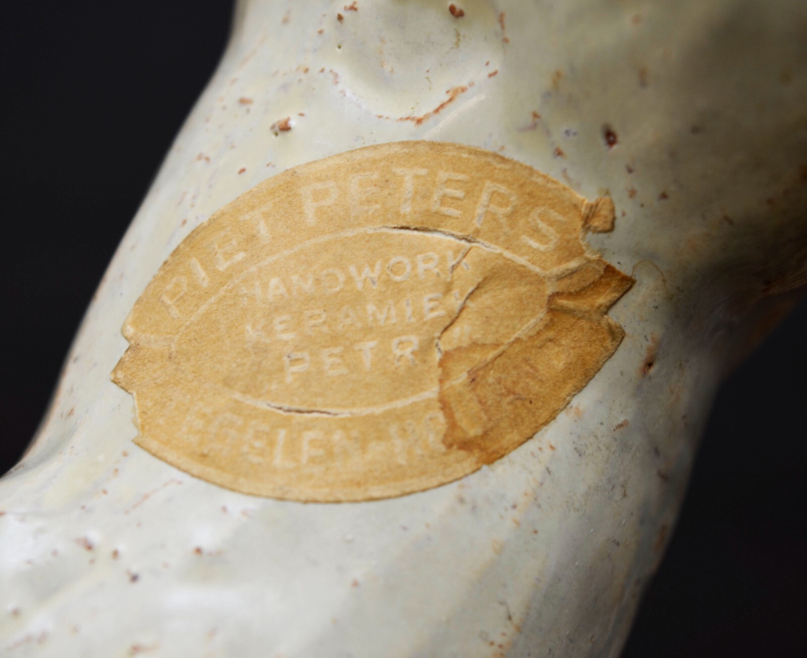 Antique Ceramic Petri Tegelen Piet Peters Boxer ? Dog Dutch Netherlands Pottery