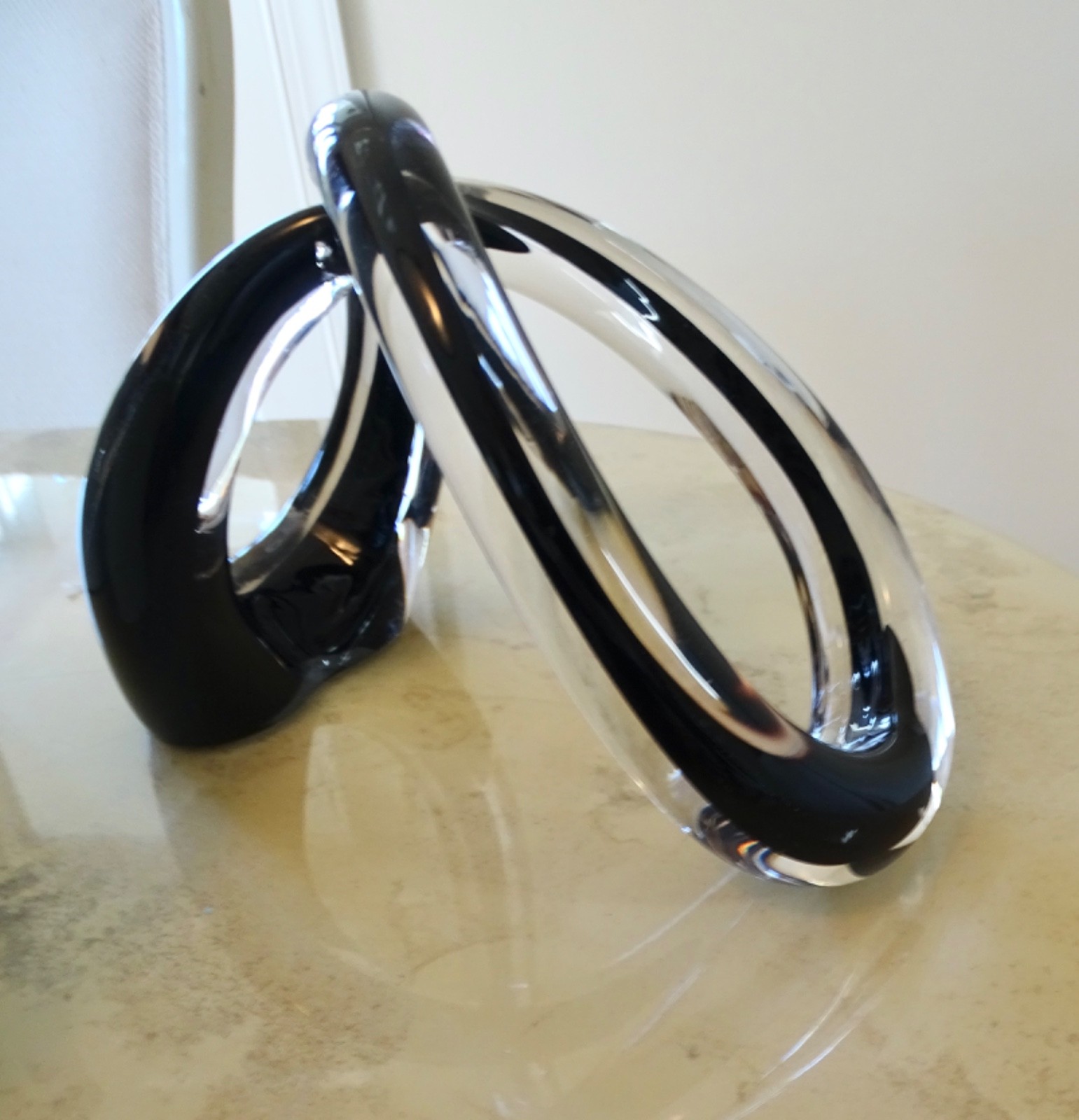 Black & Clear Glass Twisted Table Decoration ART DECO ABSTRACT TWISTED GLASS