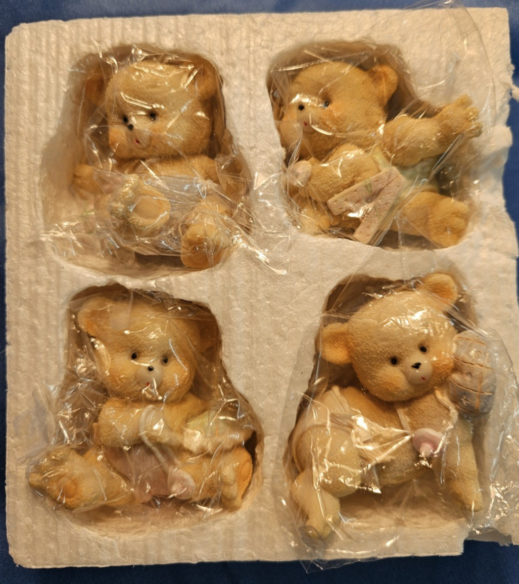 Home Interiors Kids Exclusively Bouncing Baby Bears Set of 4 Resin New W/Box
