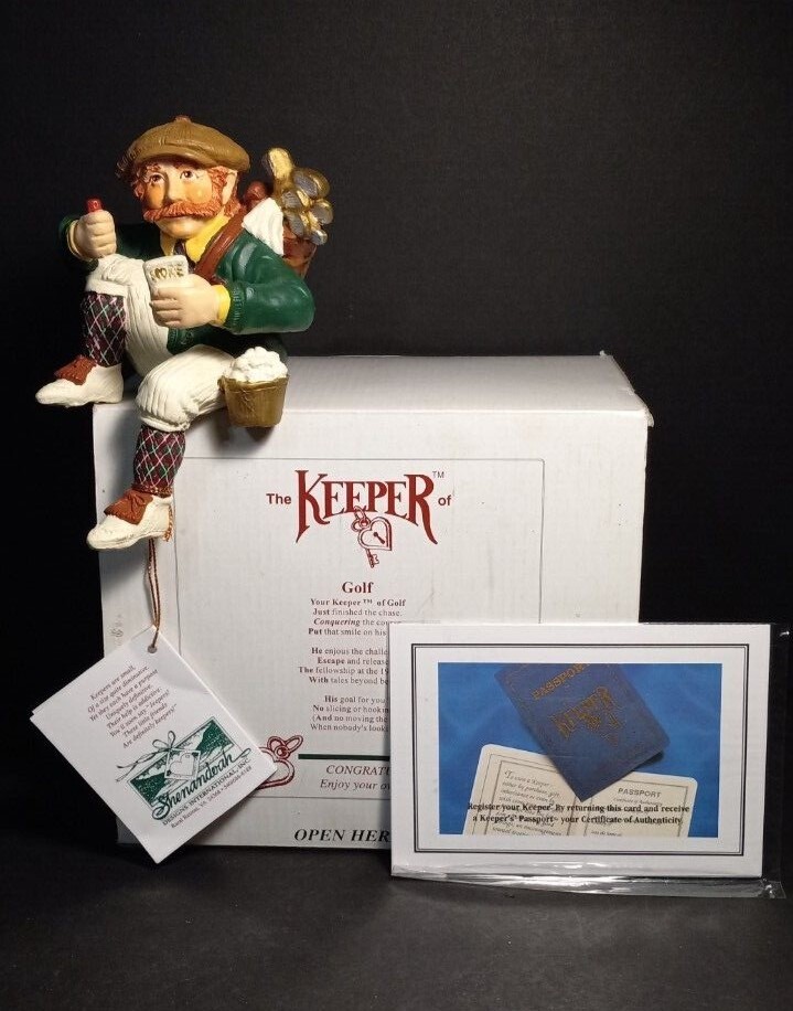 GOLFER FIGURINE, SHENANDOAH DESIGNS, “A KEEPER”, Figurine 1995 in original box