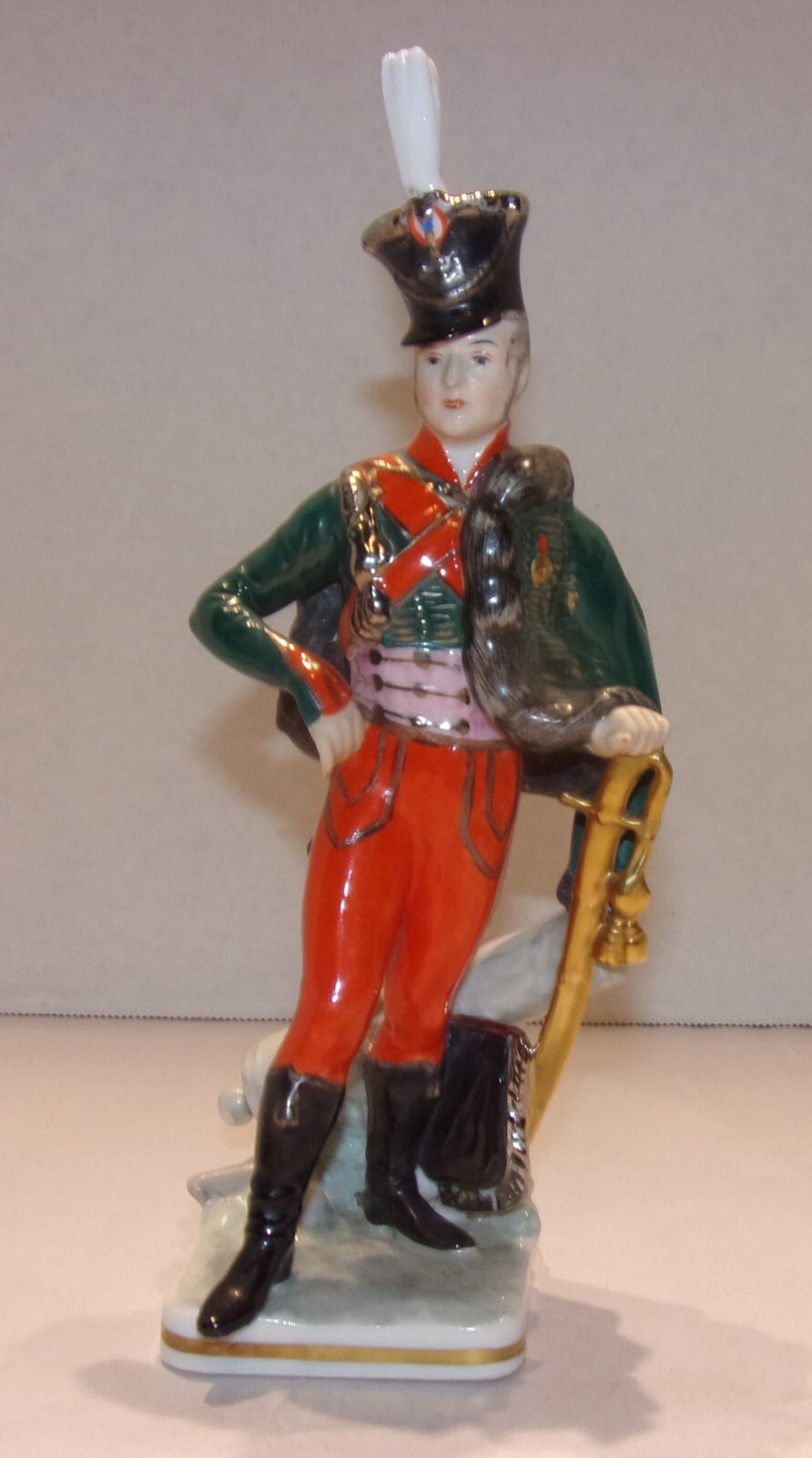 Vintage Dresden Napoleon Husarenoffz Porcelain Figurine 8″