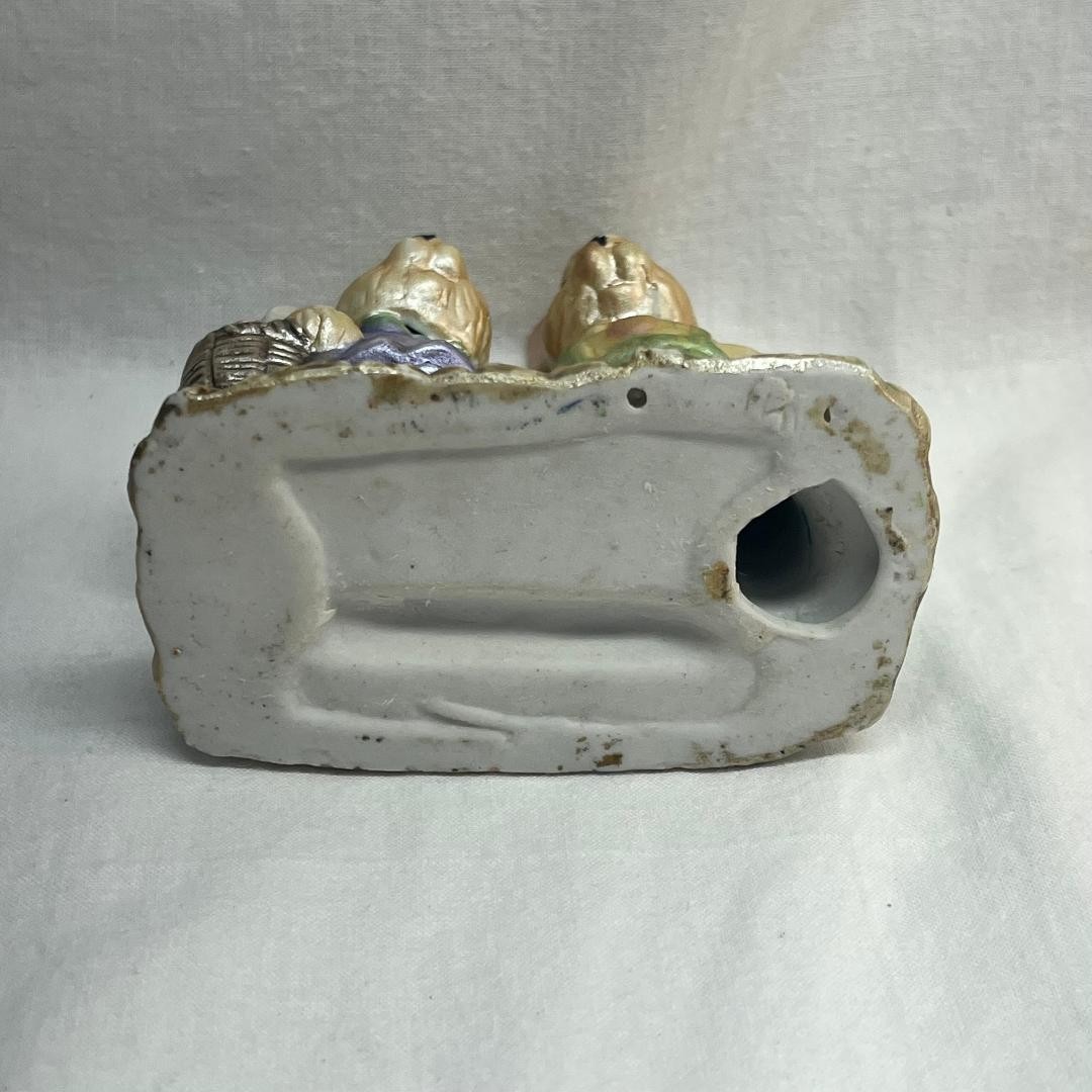 VTG K’s Collection Metallic Painted Clothed Rabbits Flora Ceramic2″Wx3 1/2″Lx4″H