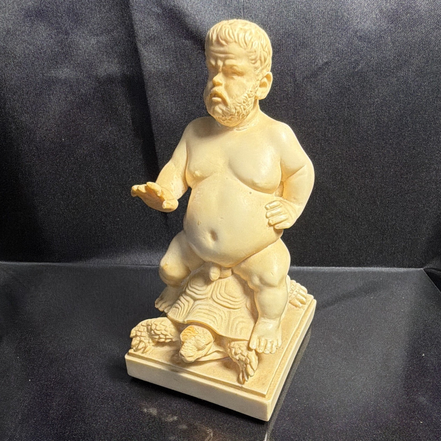 Vintage G. Ruggeri Bacchus on a Turtle Alabaster & Resin Sculpture