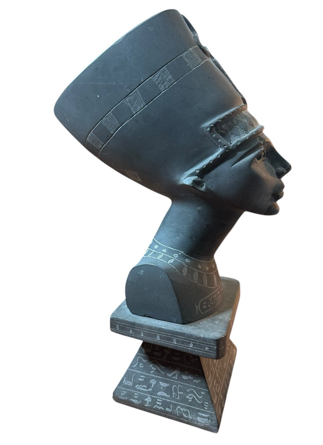 Th Egyptian Basalt Stone Hand Carved Queen Nefertiti Statue Figure Bust 13.5 In