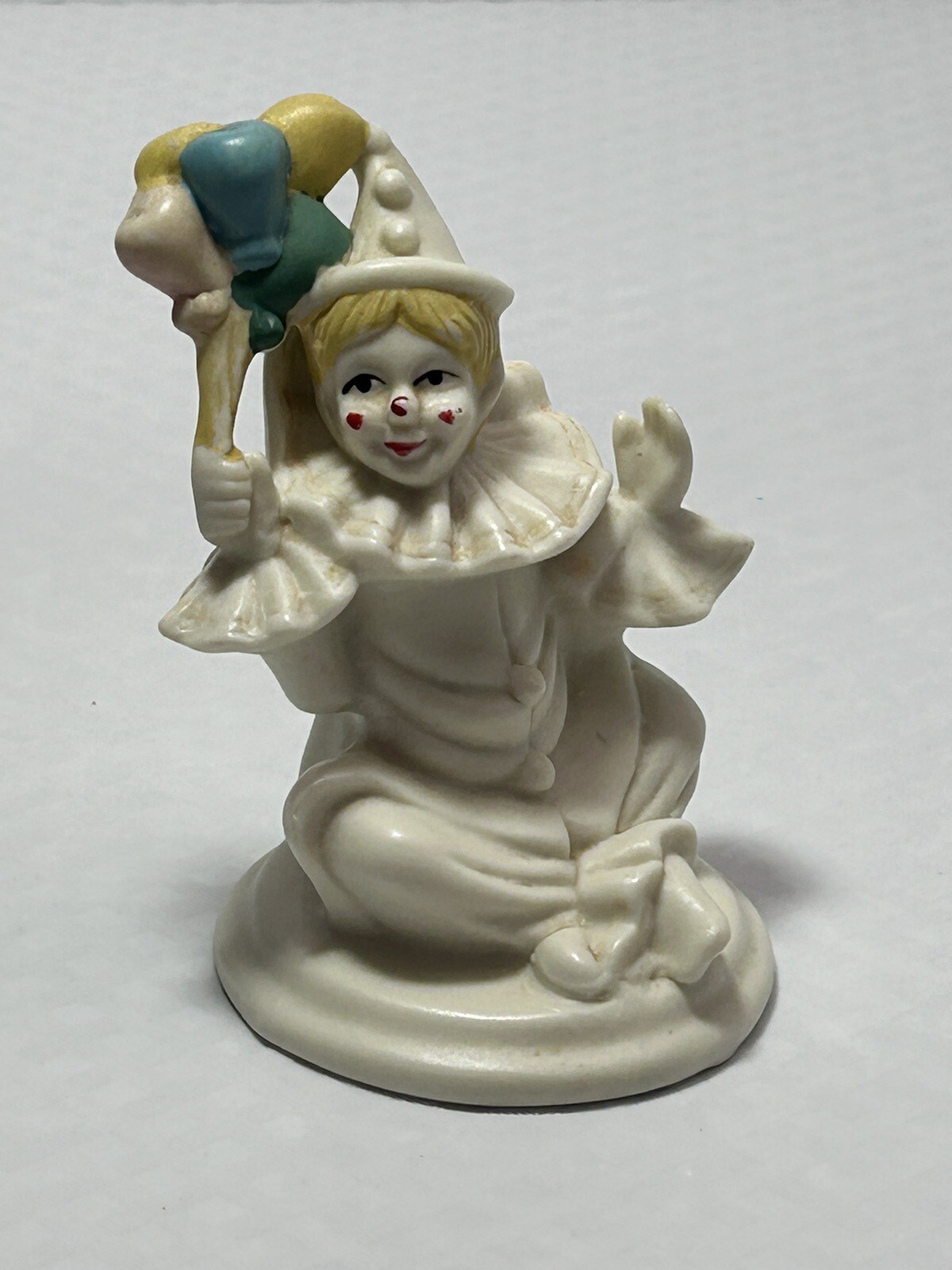 Vintage Ceramic Hand Painted Clown with Balloons Figurine