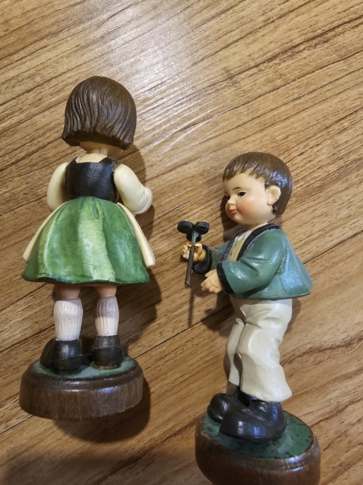 Vintage Anri Italy Boy and Girl Pair of Irish Figurines Shamrock St Patricks