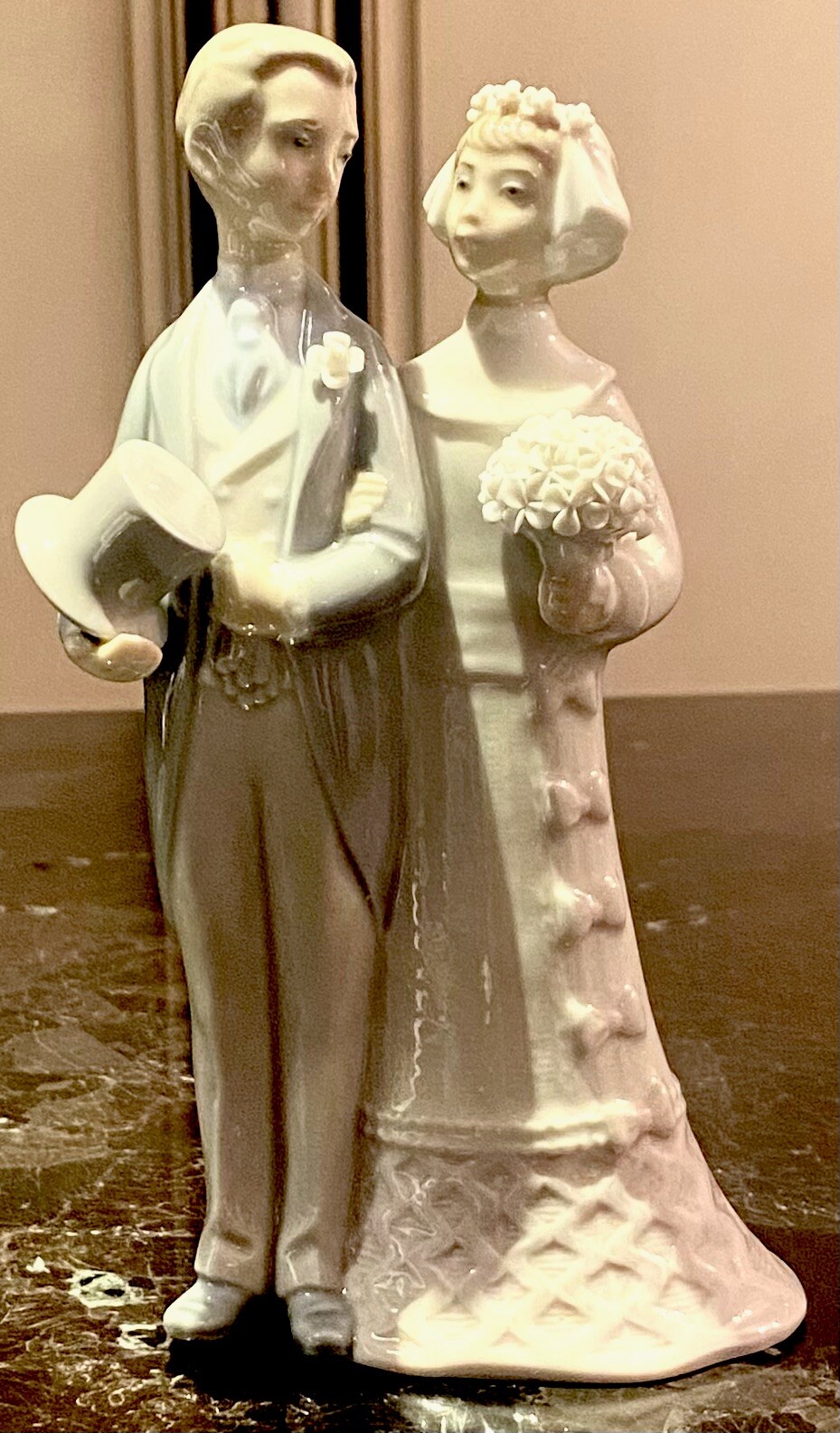 VINTAGE RETIRED LLADRO #4808 WEDDING GLAZED PORCELAIN FIGURINE EXCELL COND