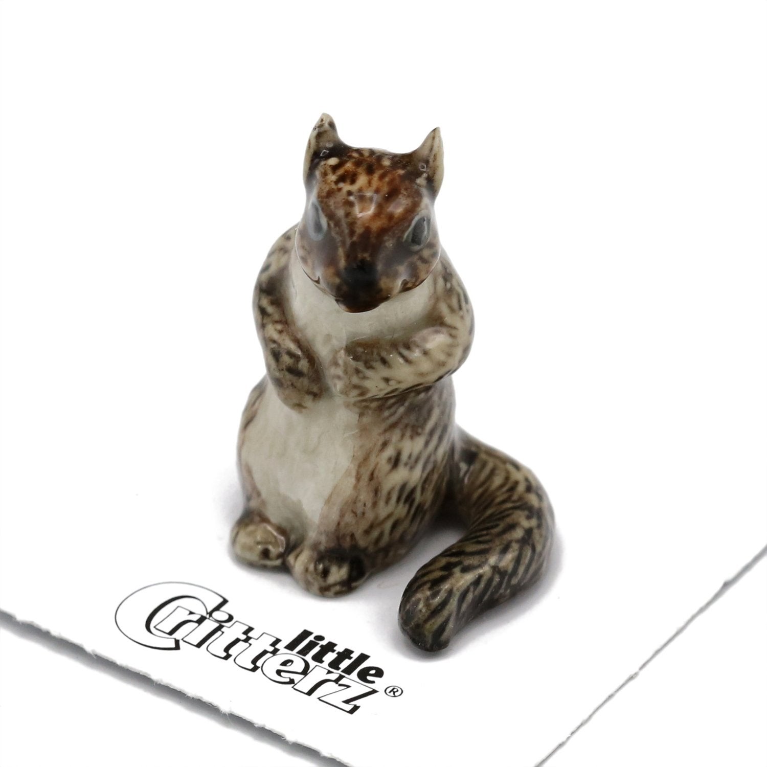 Little Critterz Squirrel Gray Squirrel “Scamper” – Miniature Porcelain Figurine