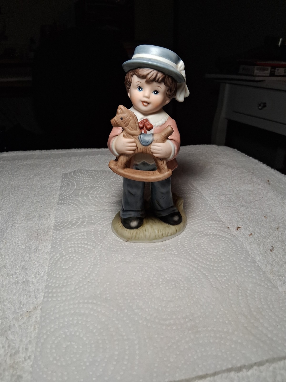 HOMCO – Home Interiors – Young Boy With His Favorite Rocking Horse Toy – #1419