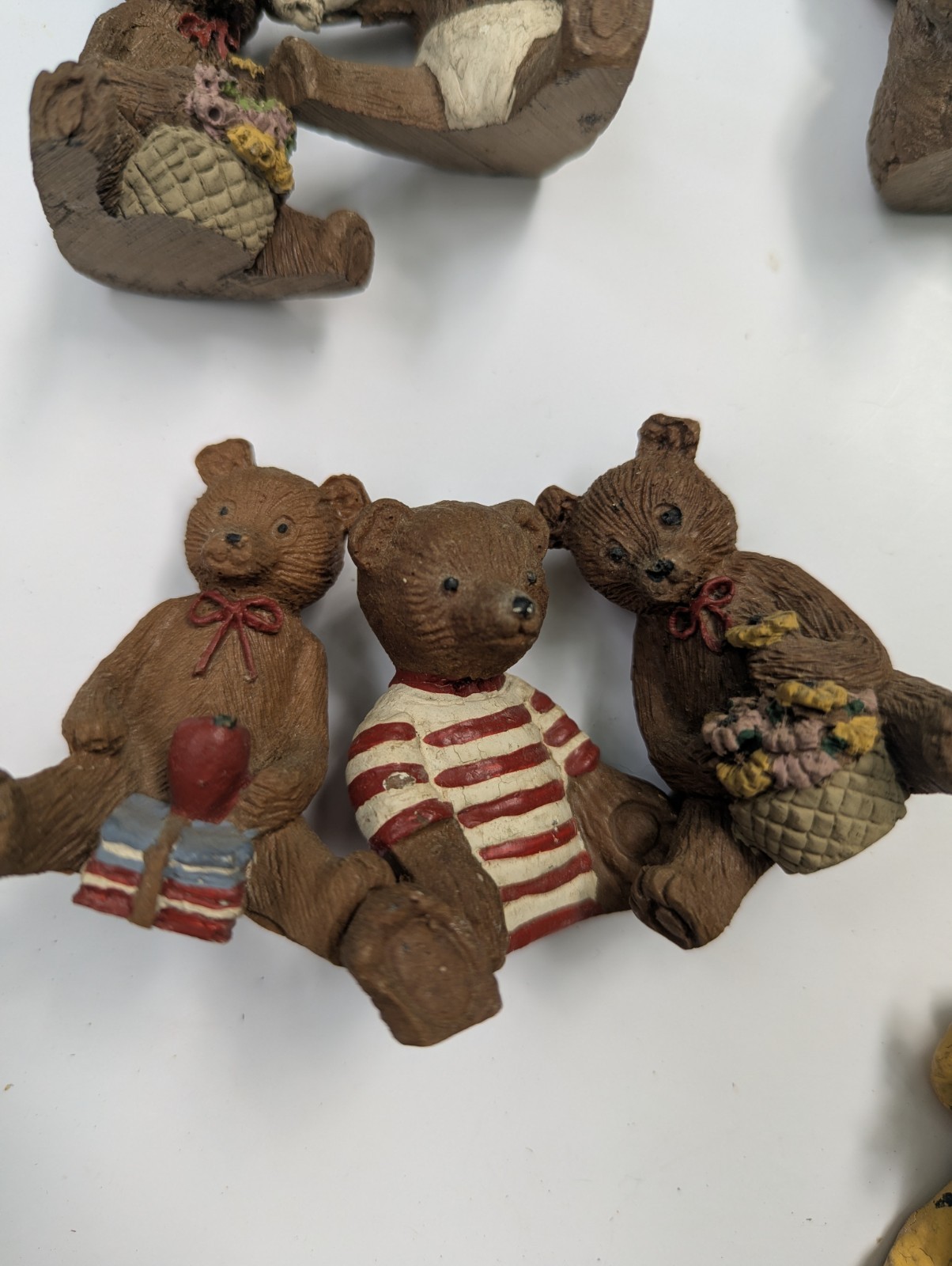 Vintage Miniature 2″ Teddy Bear Figurine Composite Resin – Set of 15