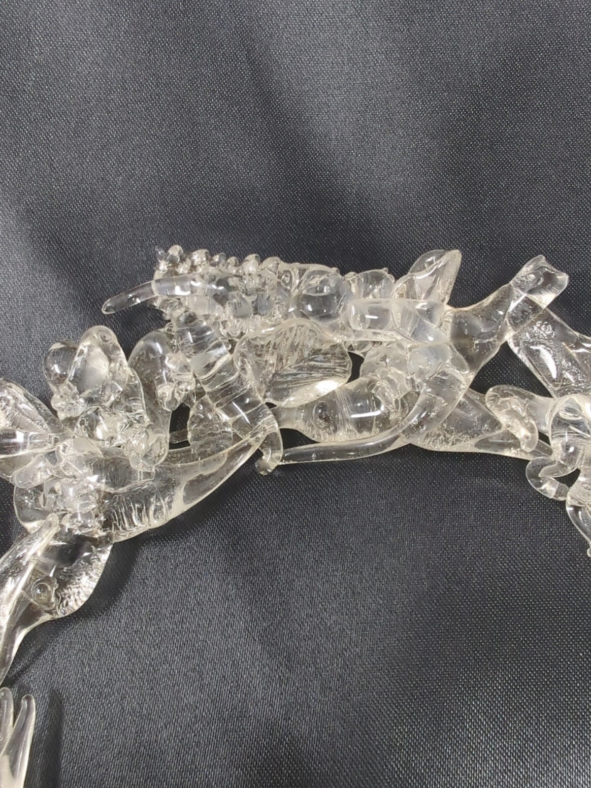Clear Glass Wreath Figure Glass Decor Christmas Holiday Circle Figurine New