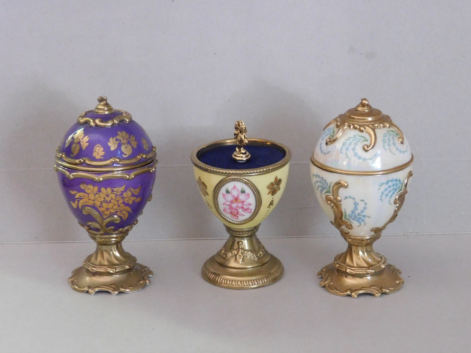 House Of Faberge Musical Egg forget me not , orchid , violet
