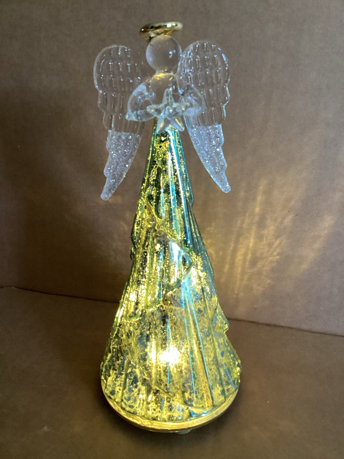 Lenox Radiant Light Lit Angel Figurine 8.5 Inches Glass With Box Tested Works