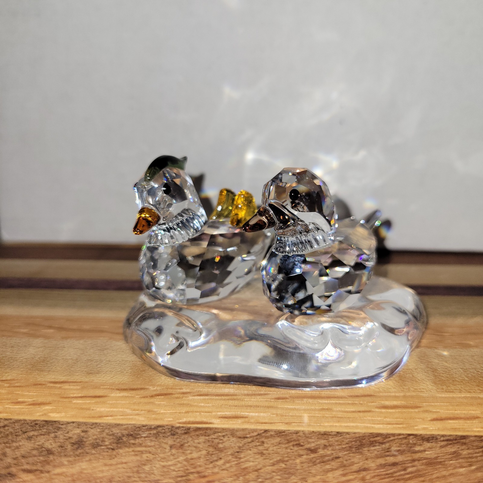 Retired Swarovski Mandarin Ducks (item #858736) 3 piece set 2 ducks 1 pond