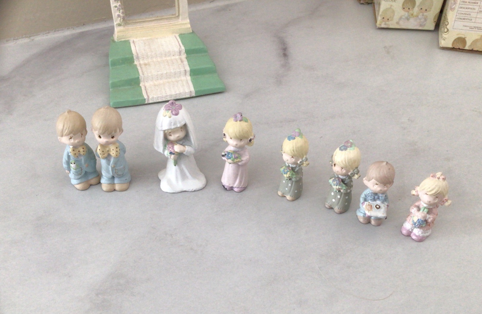 Vintage Precious Moments “1988-1989” Miniature Painted Pewter Bridal Set Wedding
