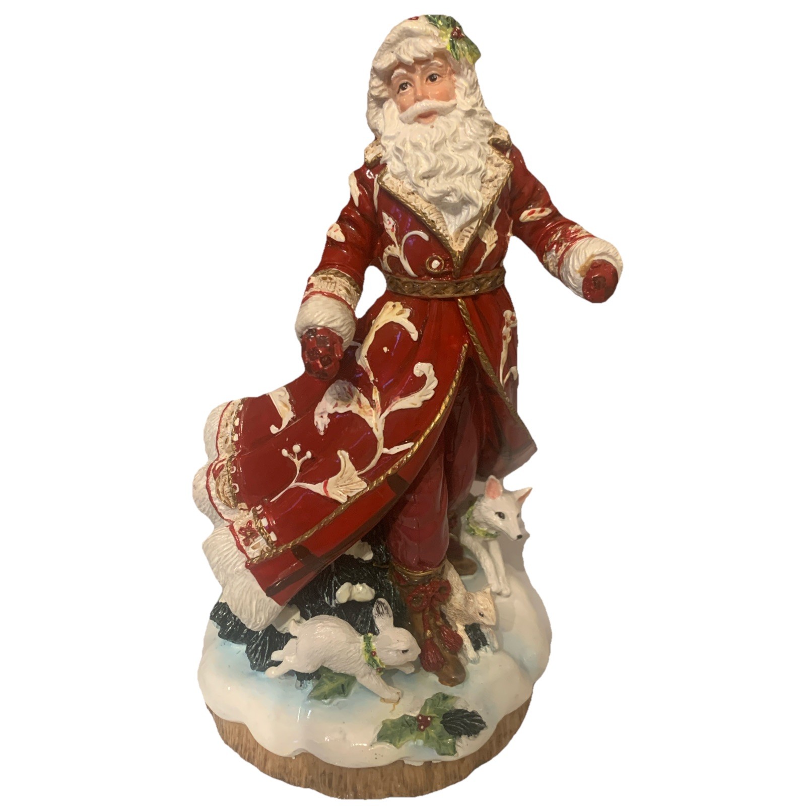 VTG Fitz and Floyd Town & Country Santa Ceramic Figurine Oh Come All Ye Faithful