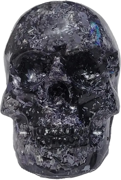 Silver & Black Human Skull Figurine/Home Decor/Gifts/Edgy Chic/Glam Rock/Holiday