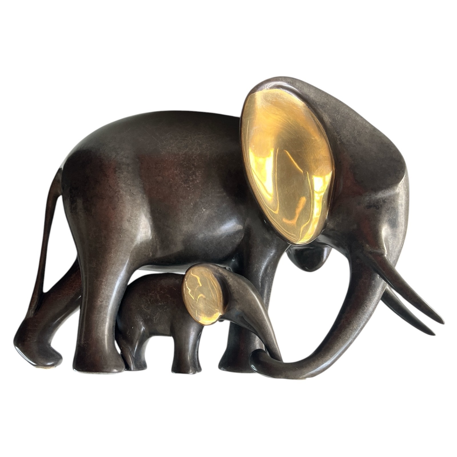 Loet Vanderveen (1921-2015) Bronze Elephant & Baby Model 198 #67/750 USA 1994