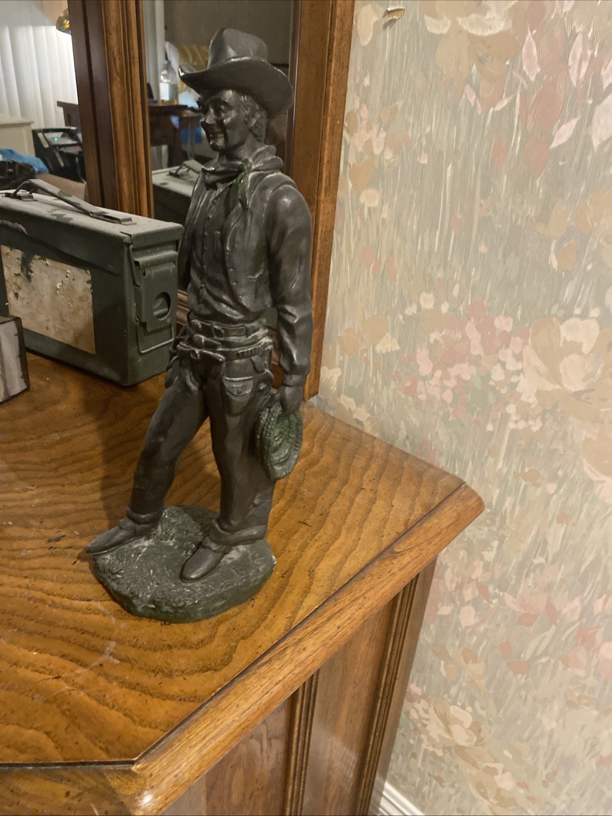 Michael Garmin 1969 Vintage Cowboy Bust Figurine Bronzed, Signed