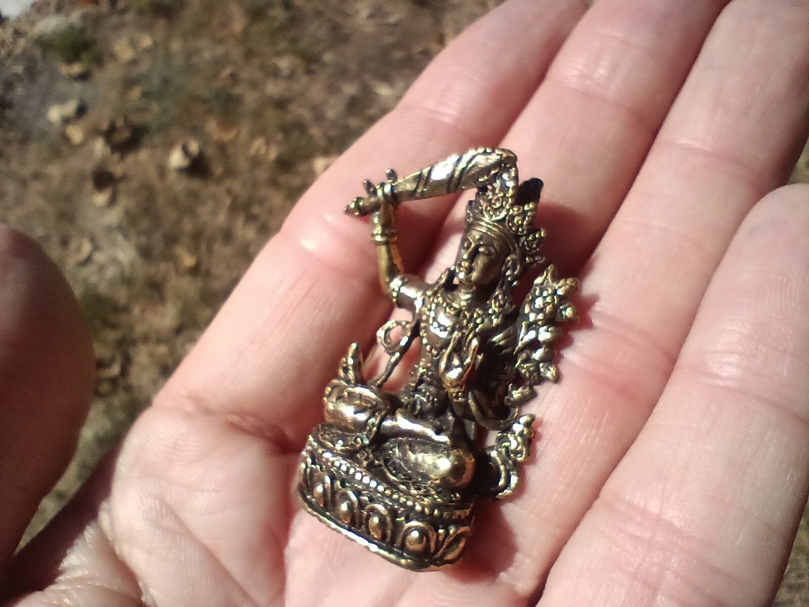 Brass Metal Manjushri Statue Thailand