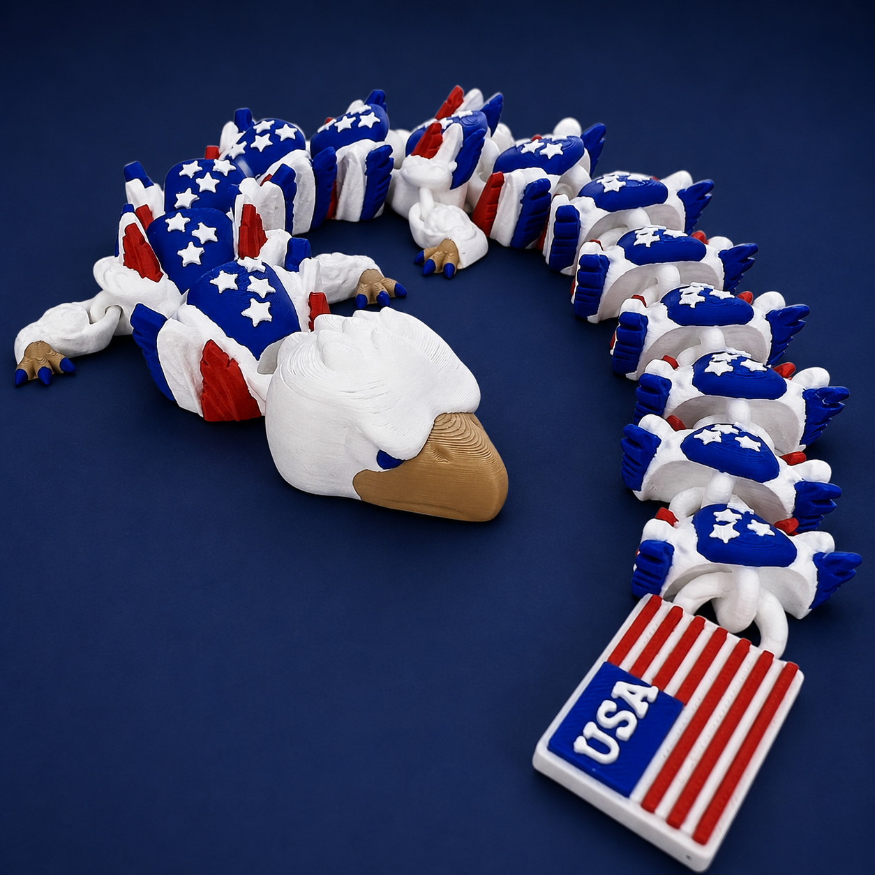 We The People Patriotic Eagle Dragon 17″ Articulated 3D Printed USA Decor