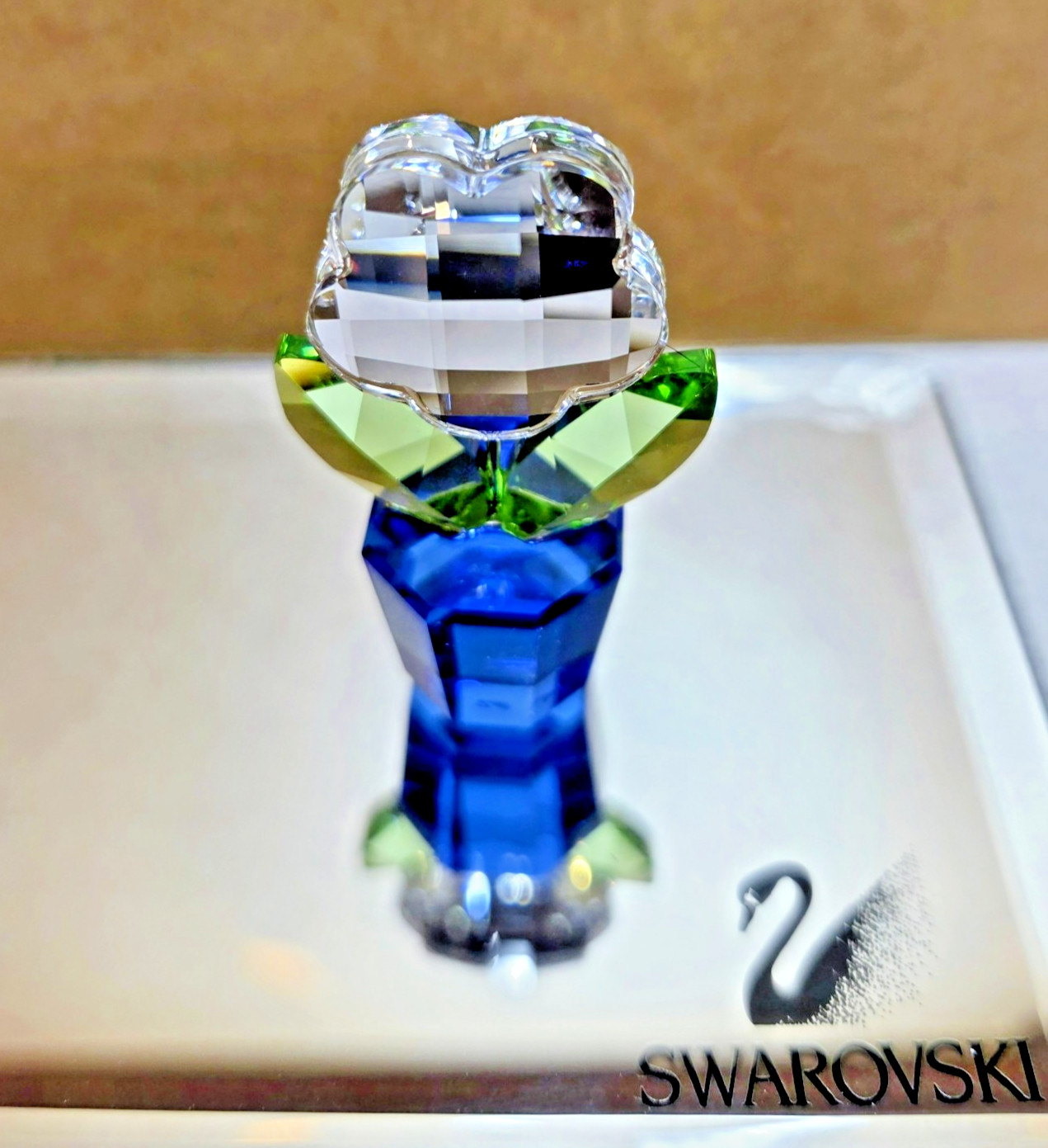 Swarovski Crystal Happy Flower in Clear Blue Pot Figurine #9460NR000121