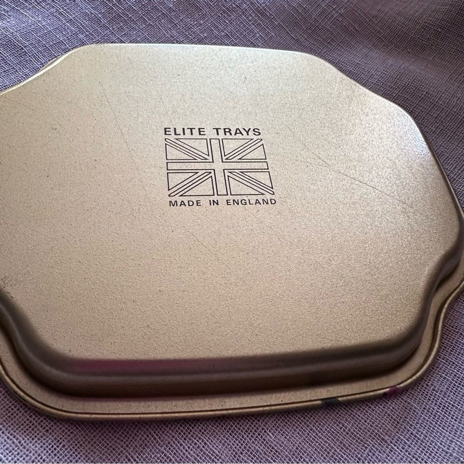 Vintage Gold Decorative Tray with Bird and Floral Design from England