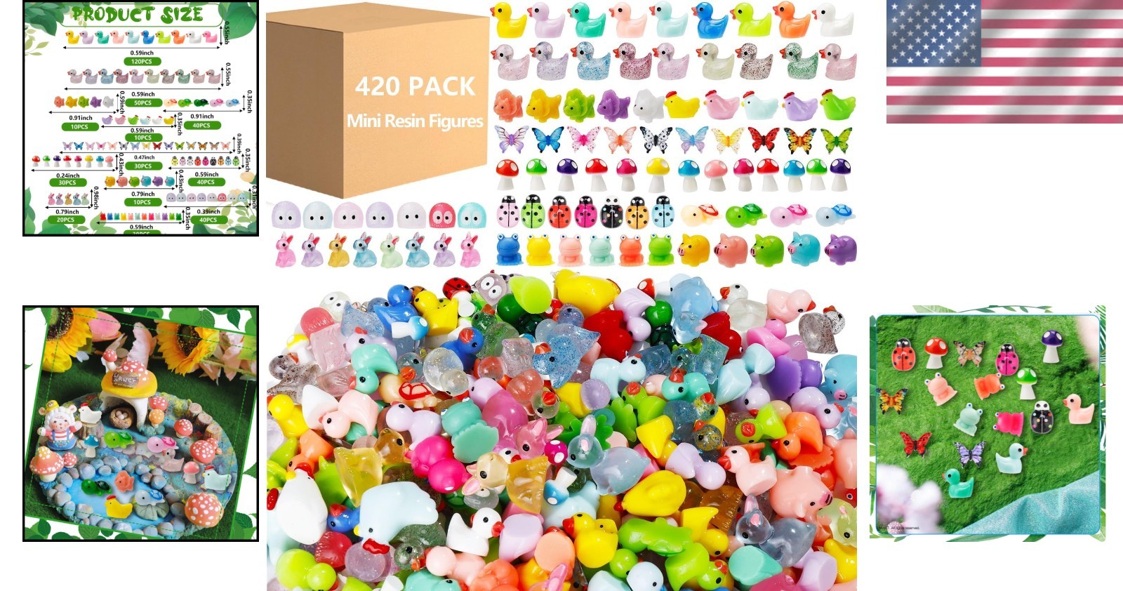 420 Pcs Mini Resin Animals – 12 Unique Styles for Creative Fairy Garden Decor